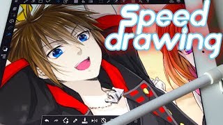 Kingdom Hearts 3 Speed Drawing. Sora Riku Kairi Anime Art