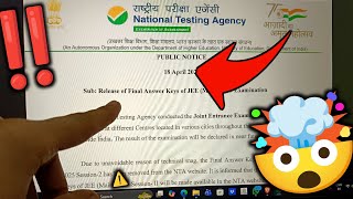 Jee Mains Final Answer Key 🤯| Today⁉️| Jee Mains Result 2026 | Jee Mains Final Answer Key 2026 🔥!!