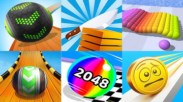 Going Balls VS Slice it All Canvas Run Sky Rolling Ball 3D Ball Run 2048 Coin Rush (Level 586-590)