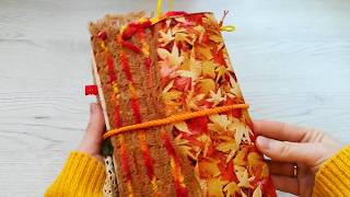 Handmade junk journal autumn nature theme Botanical Traveler's Notebook fabric cover