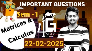 Matrices and Calculus Important Questions | MA3151 | Sem 1 | Engineering Maths 1 Important Questions