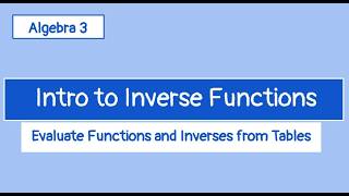 Algebra 3  Evaluating Functions and Inverses from Tables