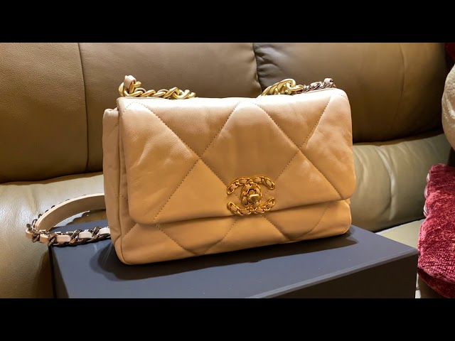 Chanel 19 Flap Bag - Beige Quilted Lambskin Handbag
