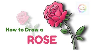 How to Draw a Rose in Full Bloom: Follow Along Rose Drawing Tutorial (簡單到不行玫瑰花繪畫教學）