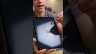 Fixing a spider crack from a tablet screen #funnyshorts #spidercrack #tabletrepair #repairscreen