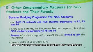 Briefing Session for Parents of NCS Students: Education Support and POA 2024 – Part 2