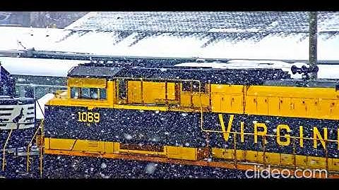 AWESOME Virginian Heritage Unit 1069 trails NS 13Q Elkhart IN Railcam Slideshow 2/13/21!!!