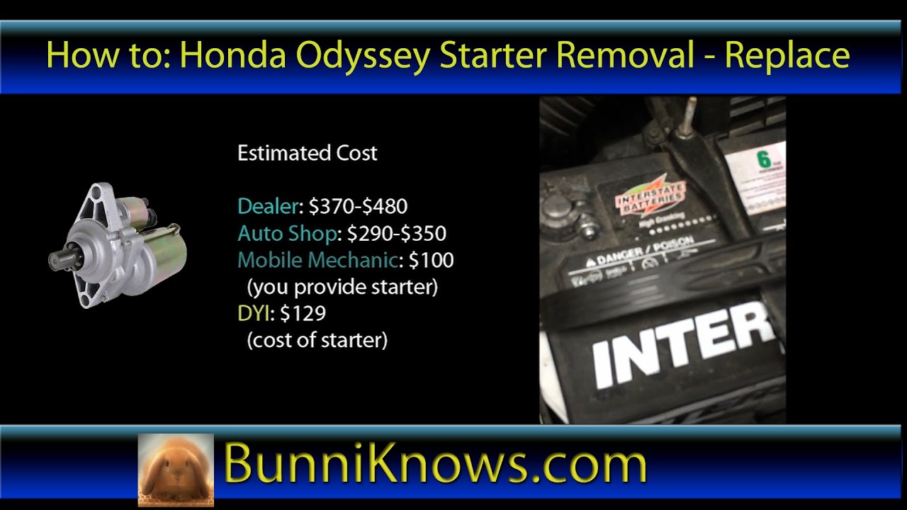 How To Remove and Install Honda Odyssey Starter - Removal & Installation - YouTube