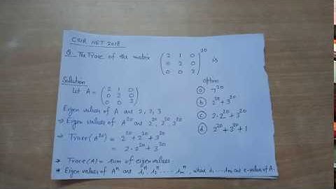 CSIR UGC NET MATHEMATICS JUNE 2018 SOLUTION, GATE MATHEMATICS 2009, TRACE OF A MATRIX