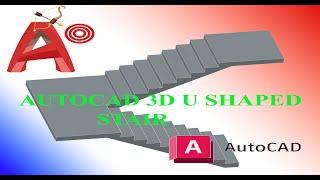 AUTOCAD U SHAPED 3D STAIR #3dmodeling #autocad3d