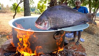 11 KG Big Full Fish Cooking | Full Fish Curry Recipe | Big Catla Fish Gravy Prepared by Uncle