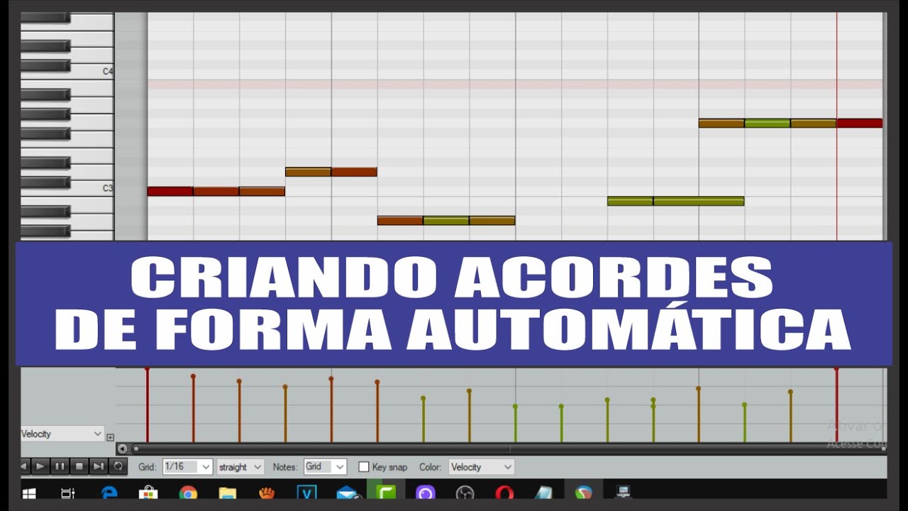 PIANO ROLL DO REAPER CRIAR ACORDES E ARPEJOS AUTOMÁTICOS E ALTERAÇÃO DE VELOCITY