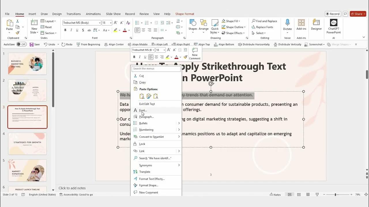 How to Apply Strikethrough Text in PowerPoint YouTube