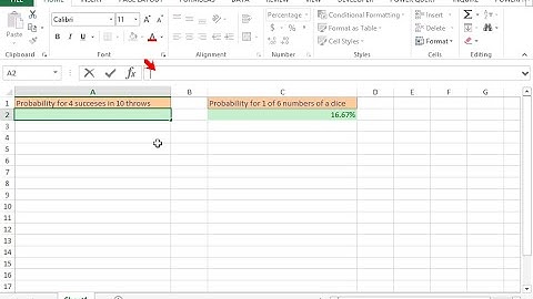 Use the BINOM.DIST function to calculate your chances in dice (Excel 2013)