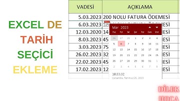 EXCEL TARİH SEÇİCİ EKLEME (TAKVİM EKLEME)
