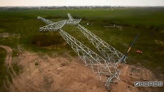 Установка опоры ЛЭП 750 кВ видео Установка