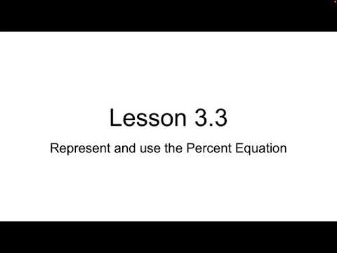 Lesson 3.3 Represent and use the Percent Equation