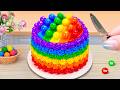 Miniature Rainbow Cake Decoration 🌈 Let's Make Yummy Rainbow Buttercream Cake ✨
