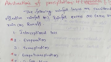 Abstractions Of Precipitation | Precipitation Losses