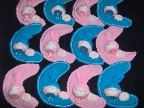 Muñecos soft...souvenir bebé en luna ojos cerrados 1/2... proyecto ...