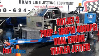 Hot and Cold Water 70HP 18GPM 4,000 PSI Trailer Jetter by HotJet USA