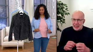 Denim & Co. Comfy Knit Acid Wash Snap-Down Big Shirt on QVC screenshot 5