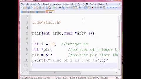 tutorial pointers in C program + address of variable