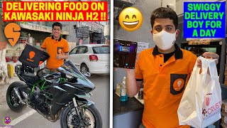 DELIVERING SWIGGY FOOD ON KAWASAKI NINJA H2 !! 😍😍😍