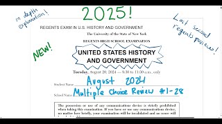 August 2024 United States History and Government Regents Review