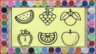 Colouring Sand Painting Fruits Orange Apple Watermelon Grape  How To Paint With Color Sand