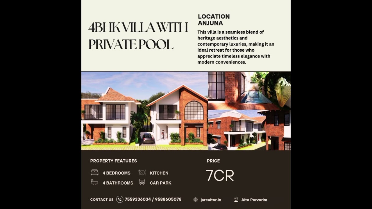 Real Estate Residential Project - 4bhk Villa In Anjuna With Private Pool 
