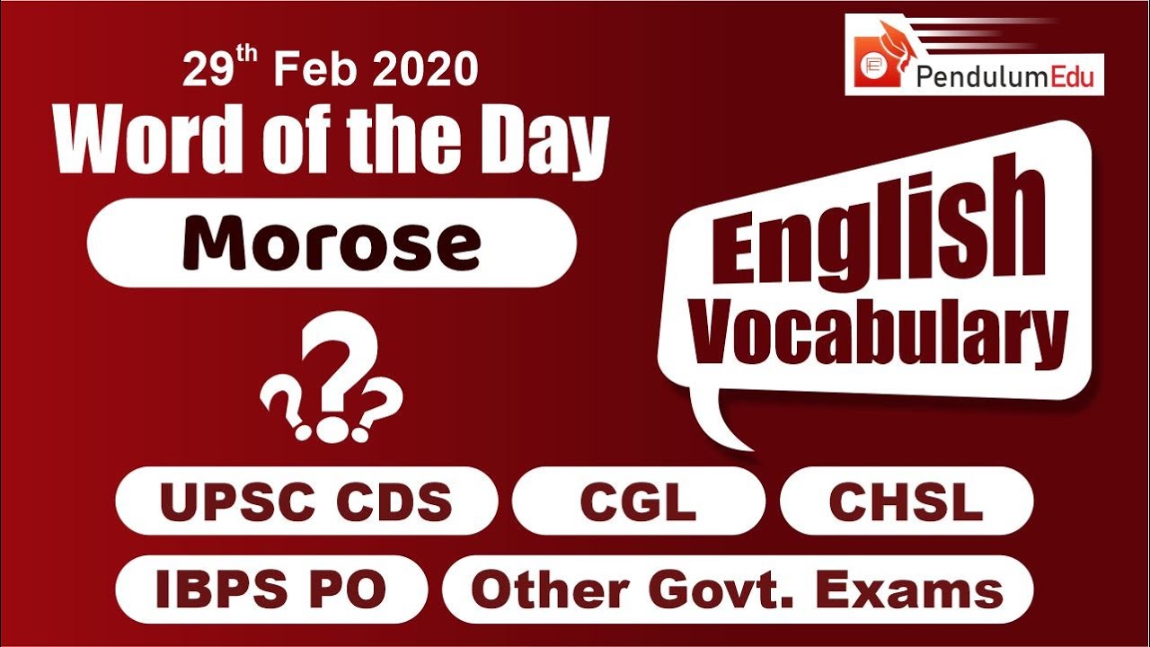 Word of the Day - Morose | English Vocabulary | SSC Vocab, Banking English, CAT Vocab, WOTD