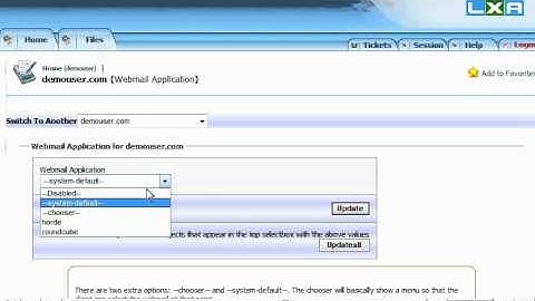 How to choose the default webmail application in LxAdmin - LXAdmin Tutorials