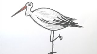 Kolay, Basit, Leylek Çizimi, Leylek Nasıl Çizilir, How To Draw A Stork