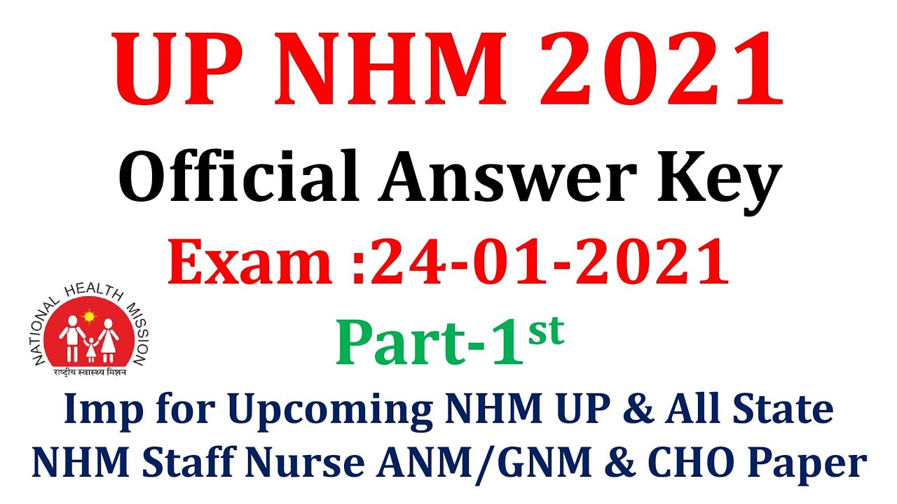 UP NHM Staff Nurse Official Answer Key Exam held 24012021 answer