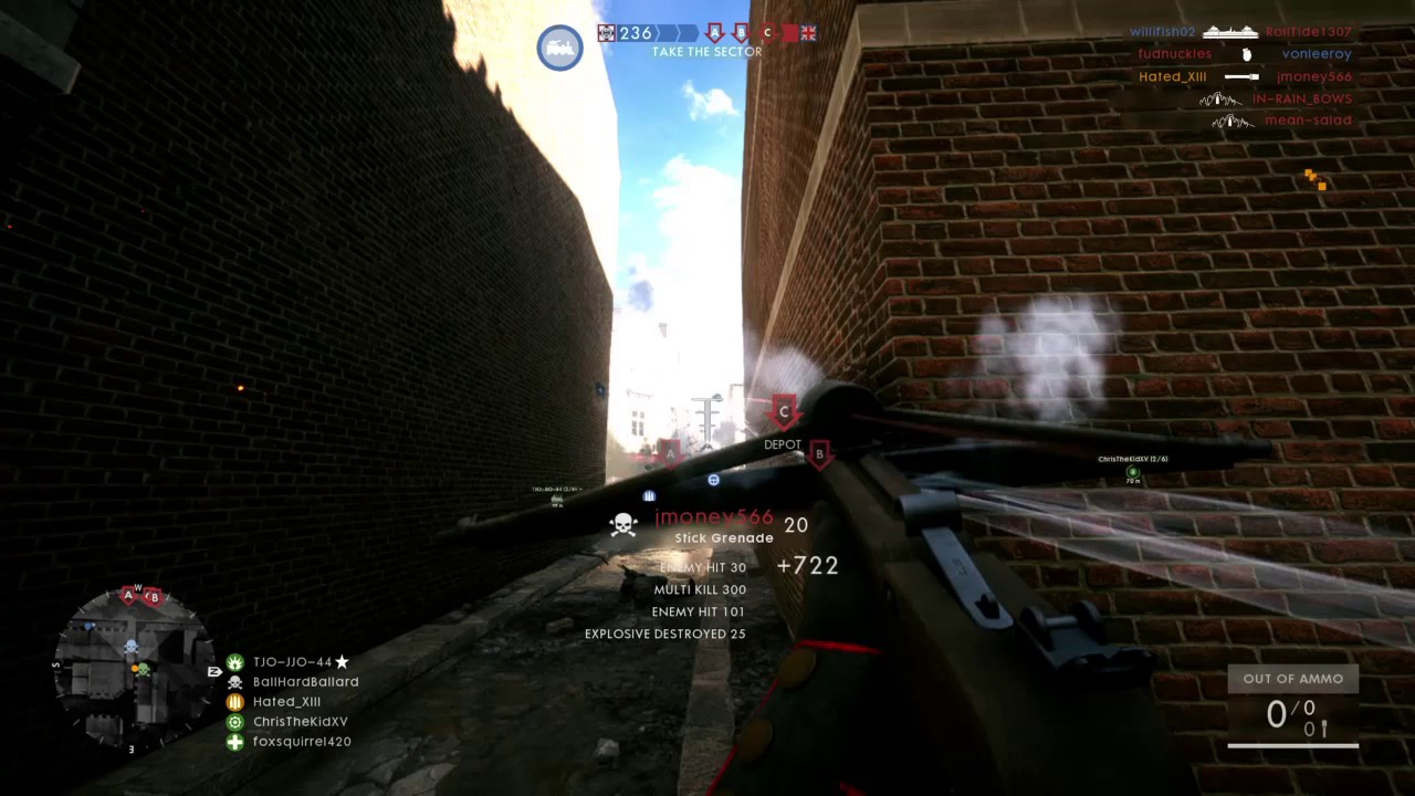 Battlefield 1 insane grenade multi kill