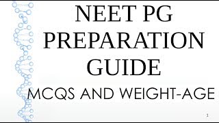 NEET PG PREPRATION GUIDE : WEIGHTAGE