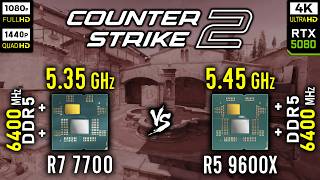 Ryzen 7 7700 vs Ryzen 5 9600X in Counter-Strike 2 | CS2 | RTX 5080 [ 1080p vs 1440p vs 4K ]