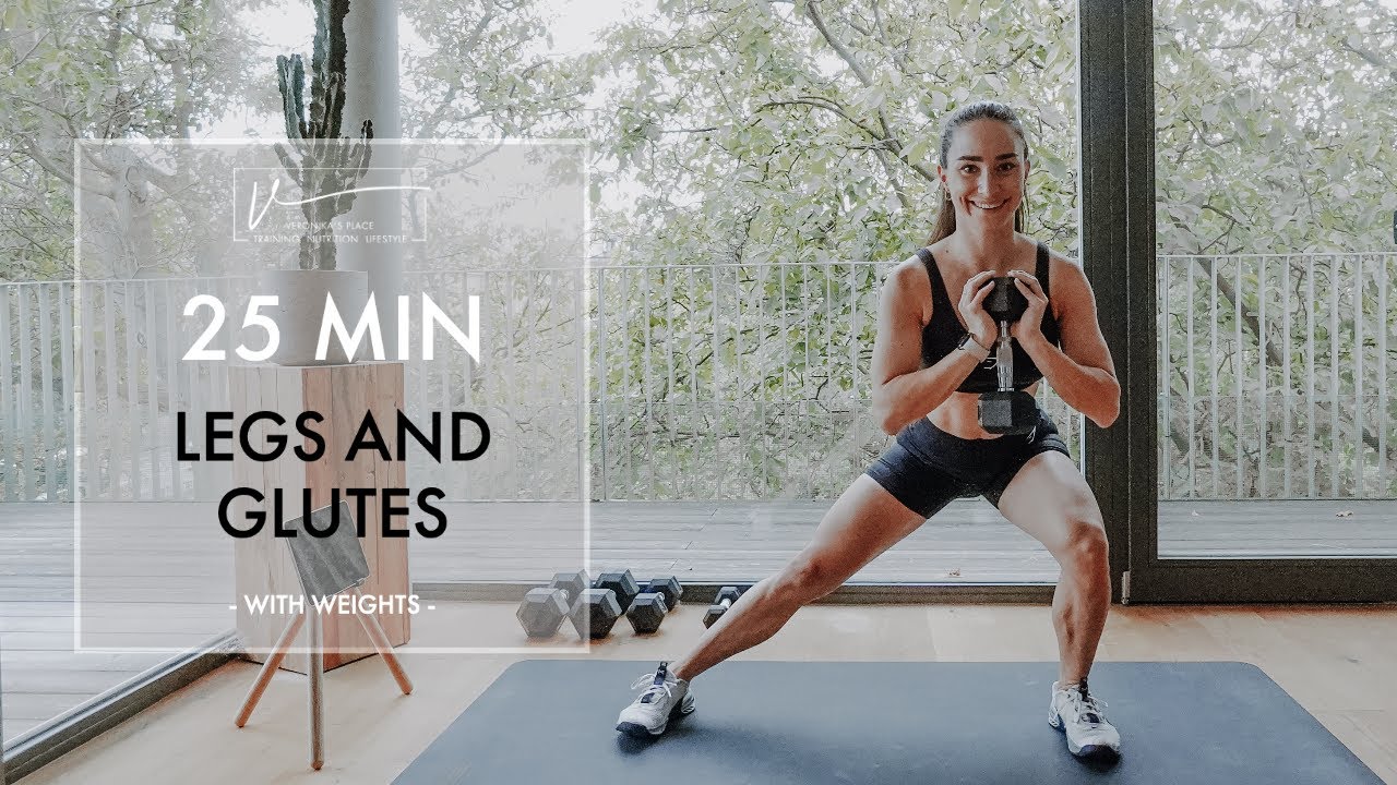 25 MIN LEGS AND GLUTES | home workout | no repeat | with weights - YouTube