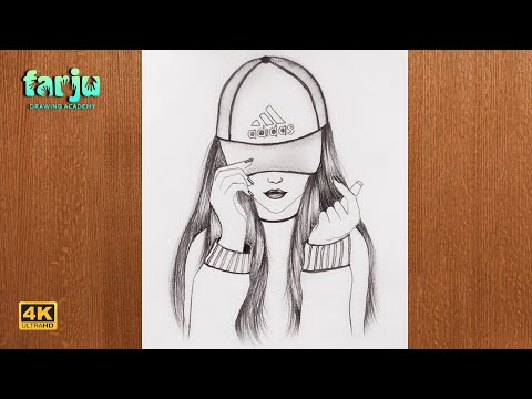 How to draw a Girl with Cap  || A Girl with Adidas cap Step by step easy | pencil drawing