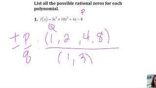 8.1 Rational Zero Theorem Example 1