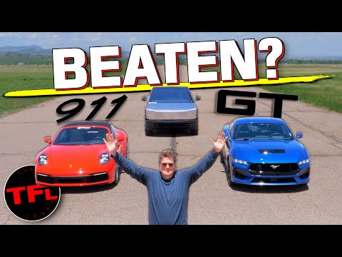 Drag Racing The Tesla Cybertruck Versus Two Very Fast Sports Cars!