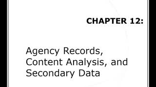 Module 13  Agency Records, Content Analysis, and Secondary Data