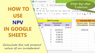 Google Sheets NPV Function | Calculate Net Present Value of Investment | Google Sheets Functions