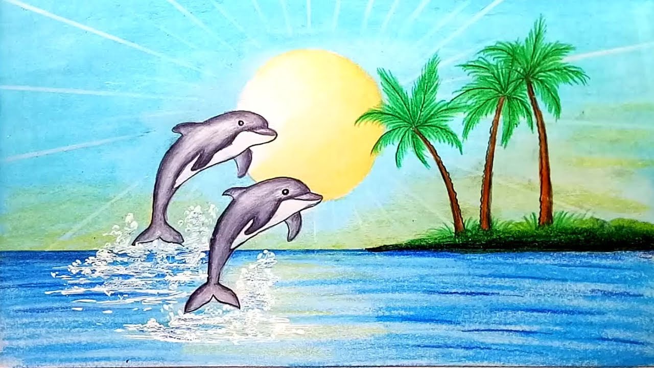 How To Draw A Dolphin In The Water