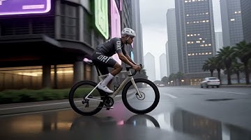 KI macht es möglich, mit meinem Tarmac SL7 Yoeleo Carbon Whells und Hypersupp durch eine Cyberworld!
