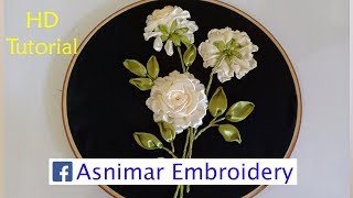 Ribbon Embroidery - White Rose (New Technique)