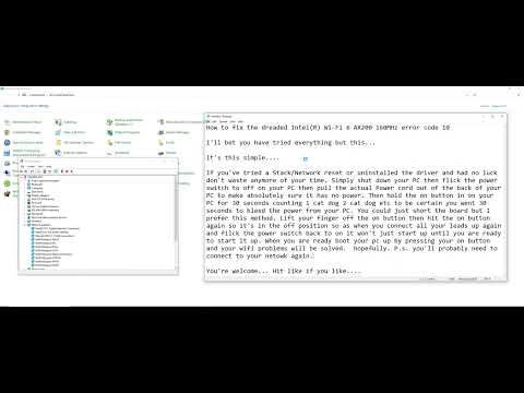 Fixed IntelR Wi Fi 6 AX200 160MHz error code 10