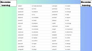 Learn Slovene 100 Verbs