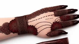 Very simple unique style mehndi design for back hand|new easy mehndi design 2026 | mehandi designs